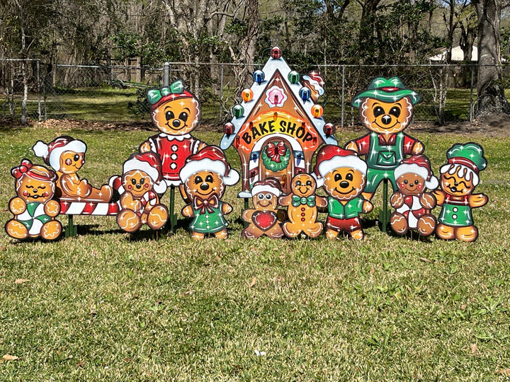 Christmas Yard Art Bake Shop House with Ma,Pa, Kids , and babies-12PC Set