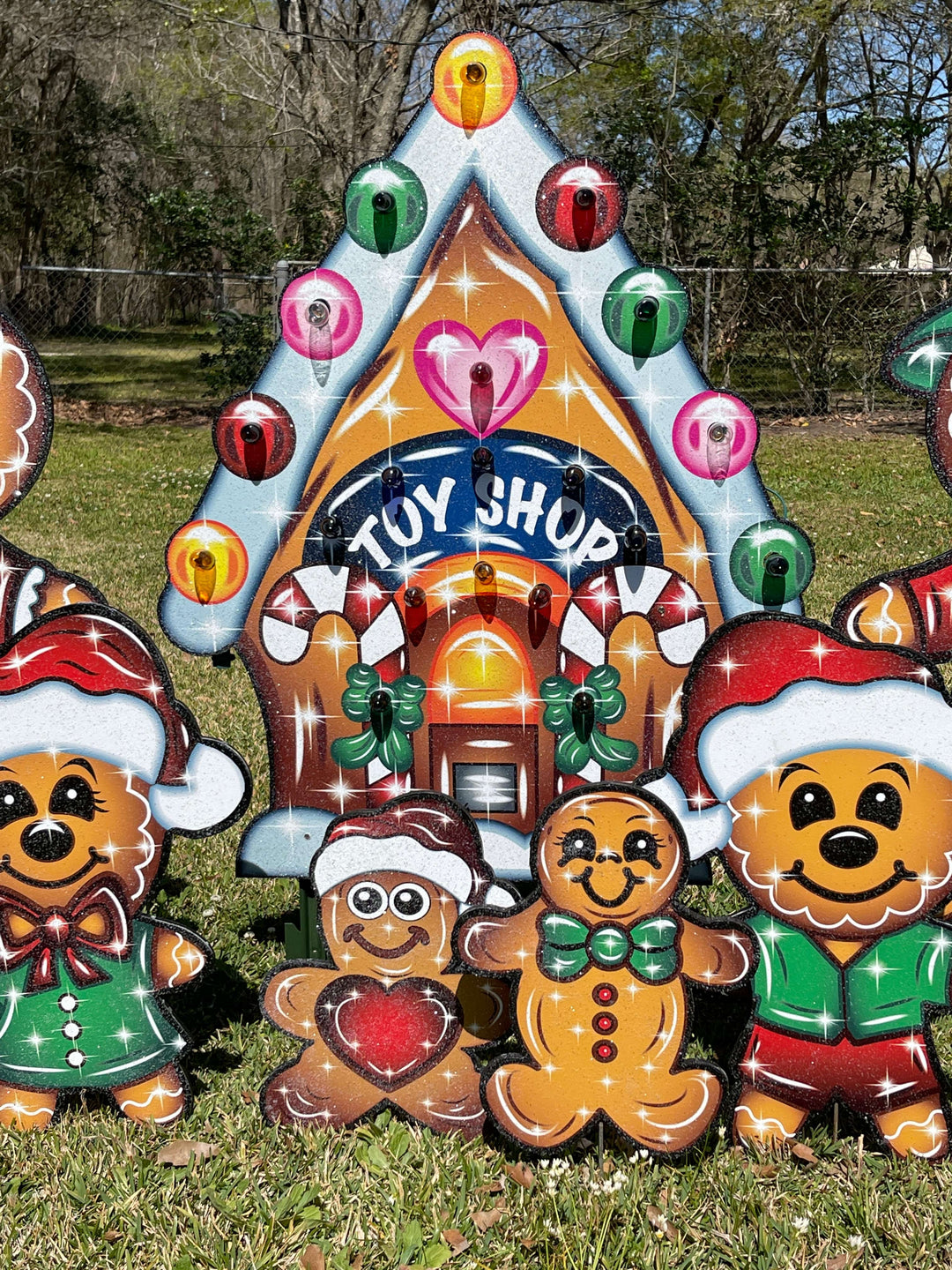 Christmas Gingerbread Lane Yard Décor – Outdoor Holiday Gingerbread Set