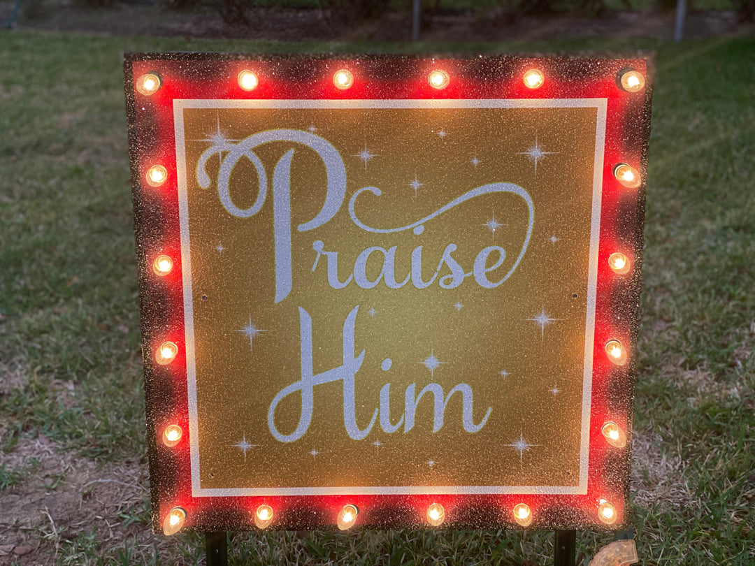 Christmas Praise Him Lighted Yard Art Decoration