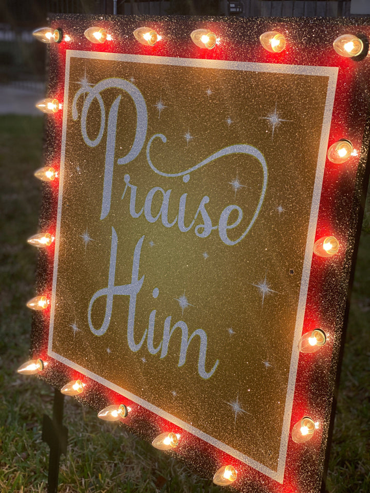 Christmas Praise Him Lighted Yard Art Decoration
