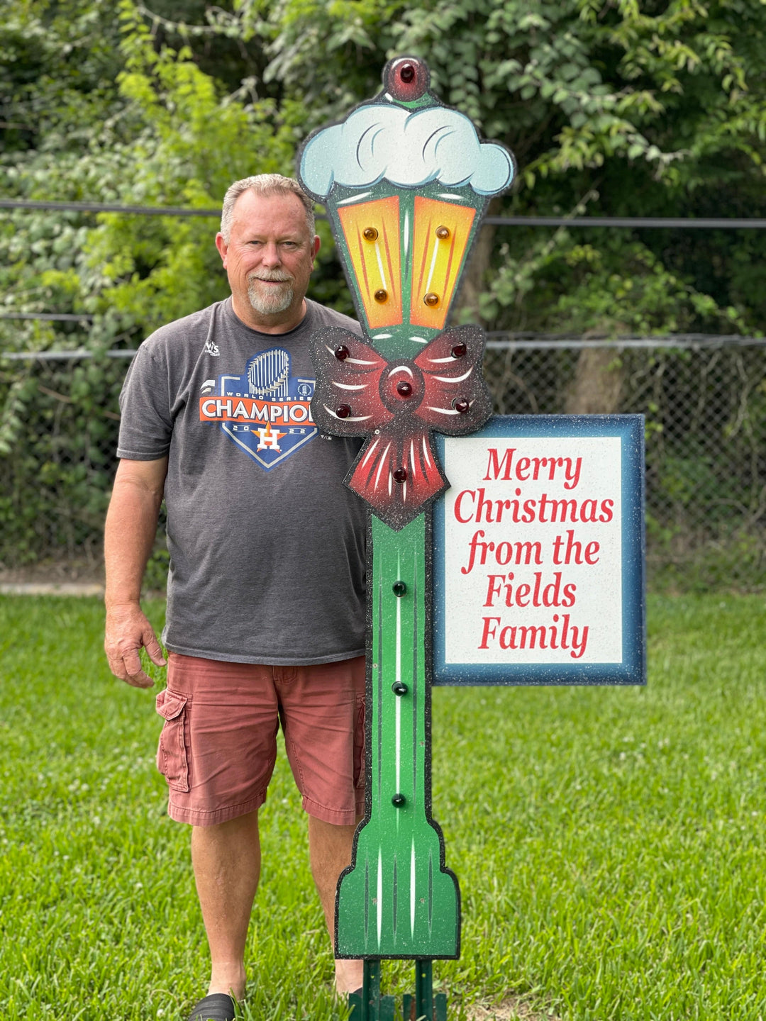 Lighted Christmas Lamp Post yard art decoration