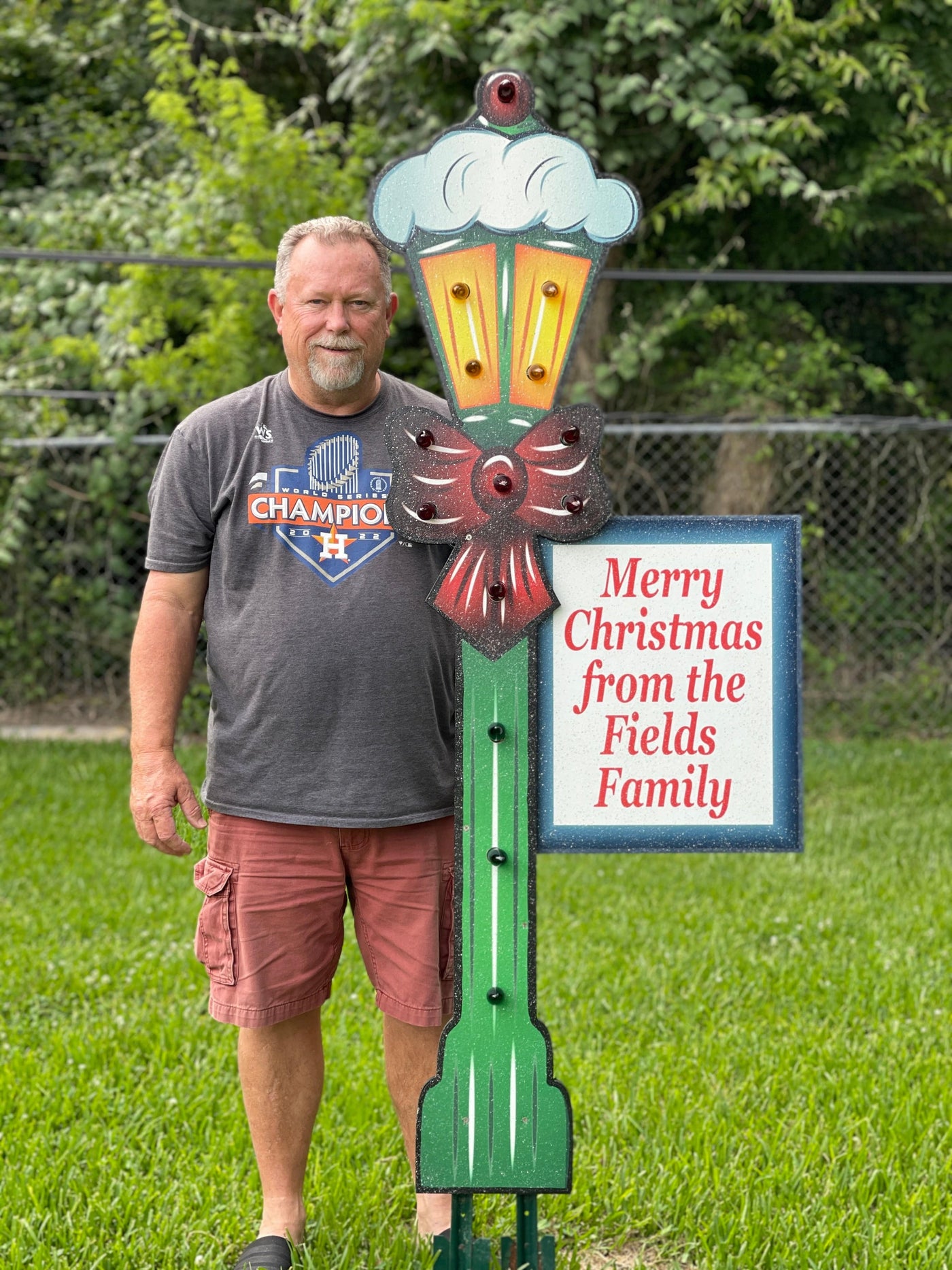 Lighted Christmas Lamp Post yard art decoration
