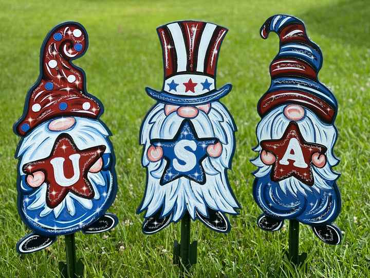 USA Gnomes yard art decorations