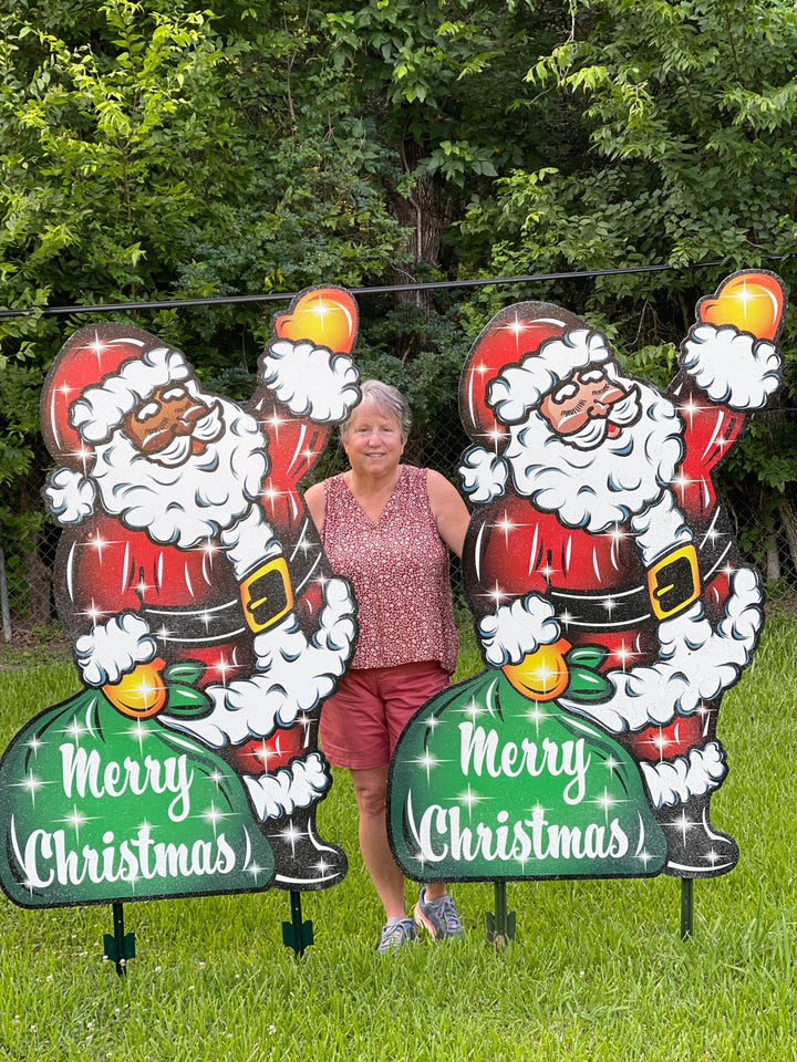 Waving Christmas Santa yard Art decoration