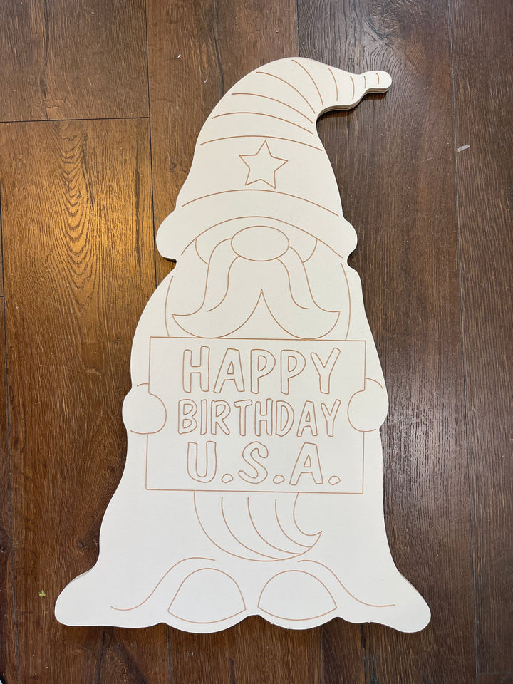 Patriotic Gnome Blank-Happy Birthday USA- DIY Blank Ready To Be Painted