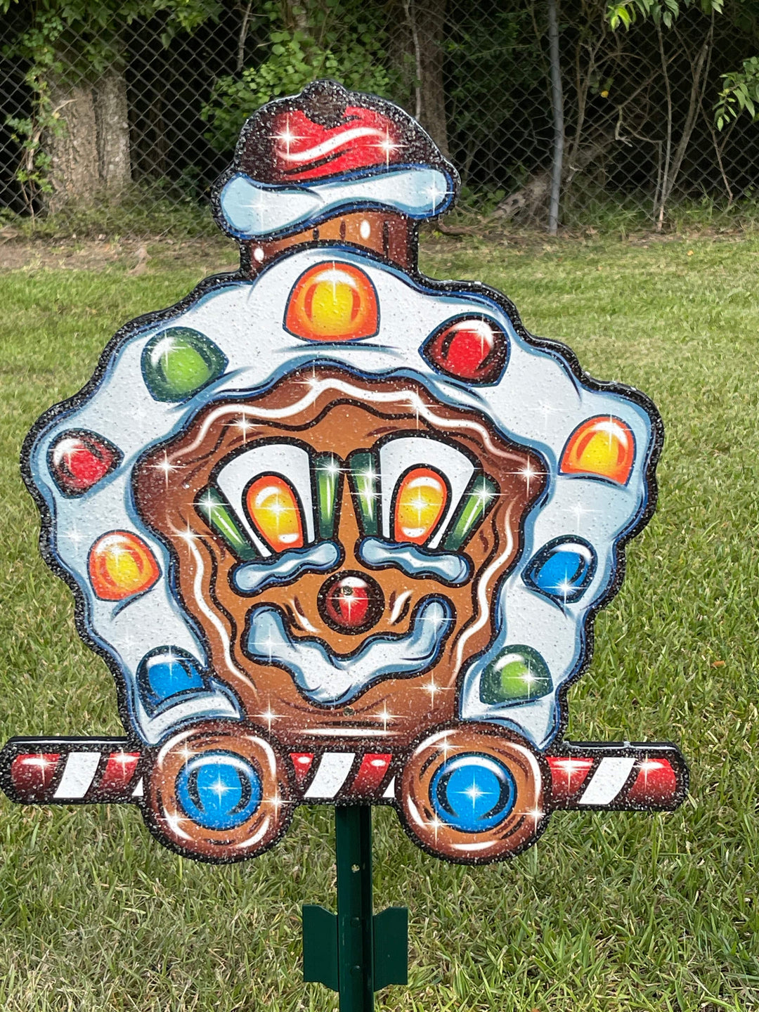 Christmas Gingerbread Train yard art sign