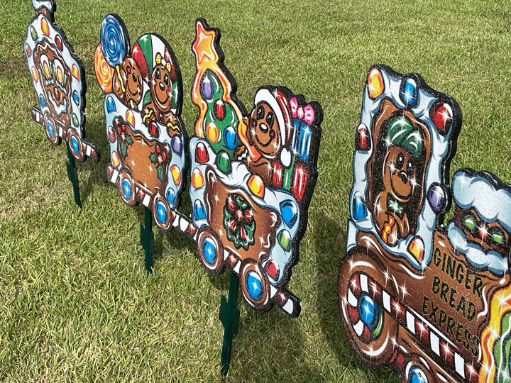 Christmas Gingerbread Train yard art sign