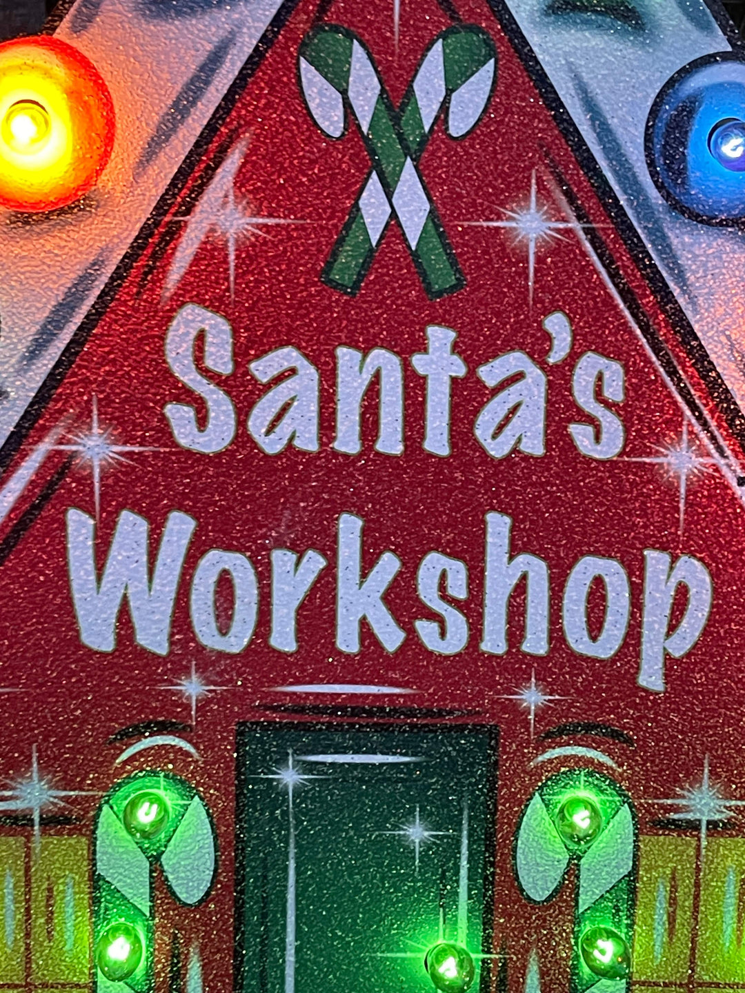 Lighted Santa's Workshop Yard art Sign Decoration