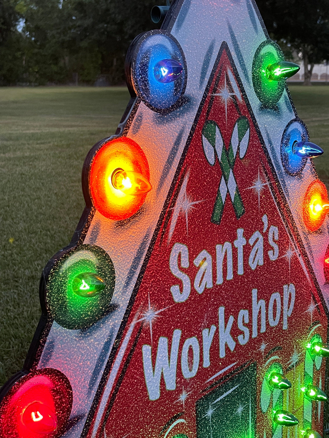 Lighted Santa's Workshop Yard art Sign Decoration
