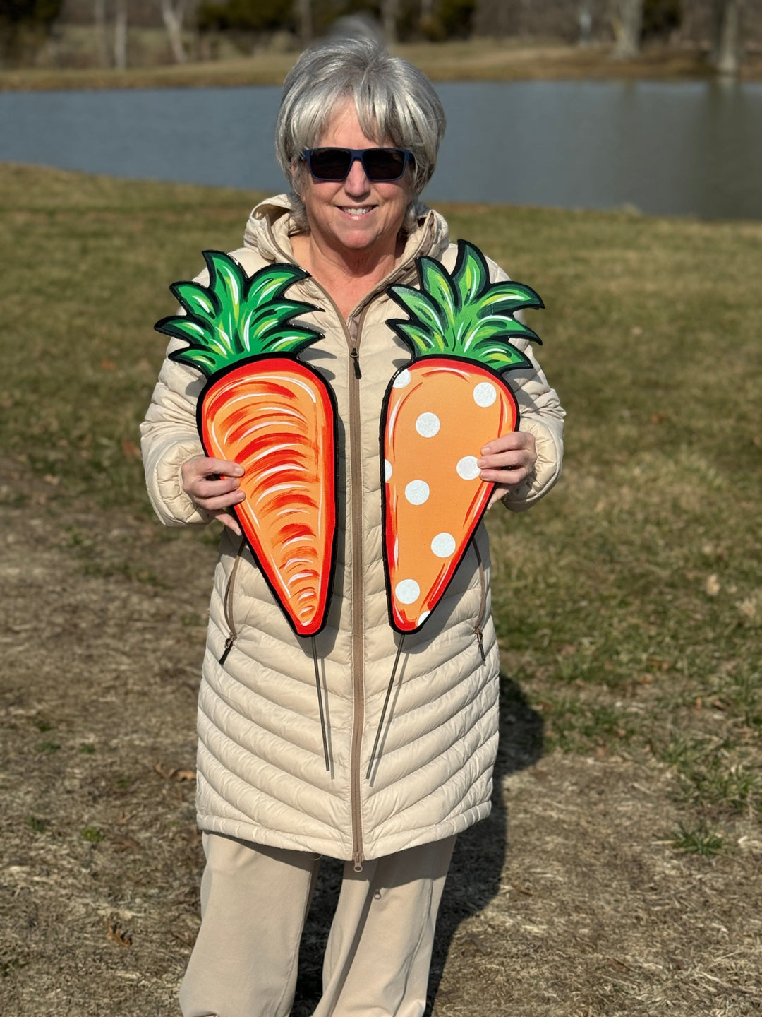 Classic Easter Carrot Yard Art Decoration yard Signs Set of 5 Carrots