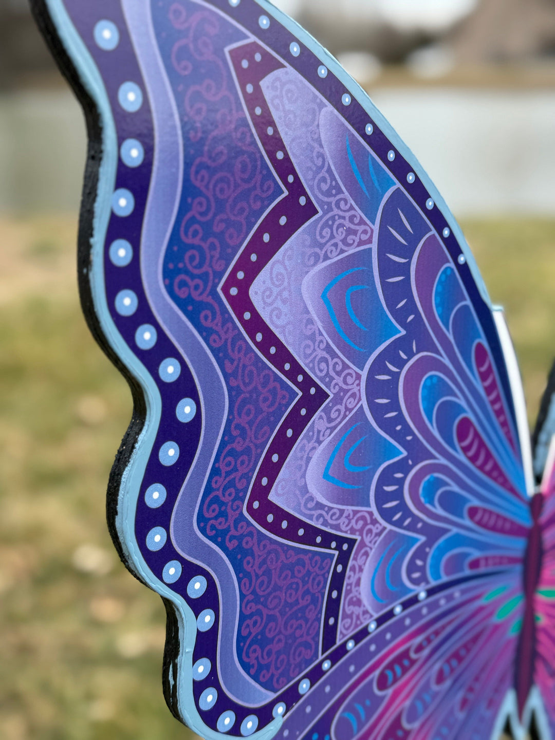 Large Beautiful Blue Butterfly Decorative Yard Art Sign w/Stakes