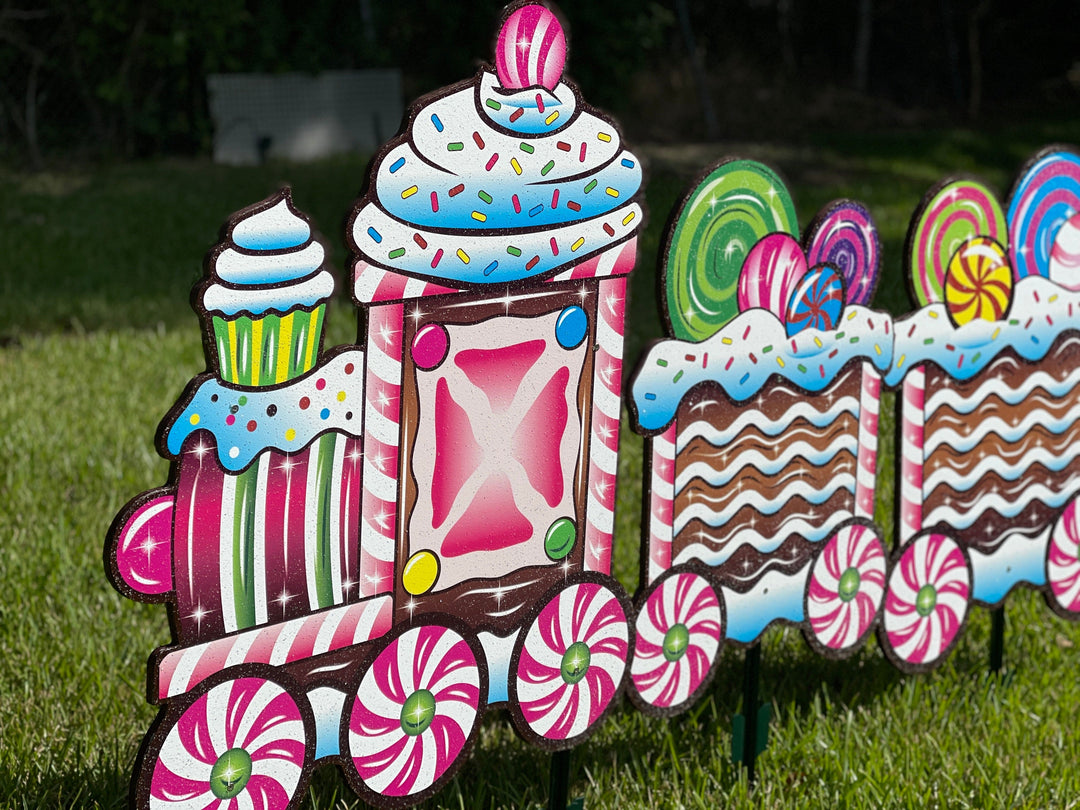 3 Pc-Candy Train Christmas Yard Art