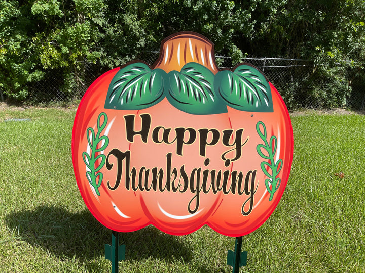 Happy Thanksgiving Fall pumpkin yard art decoration
