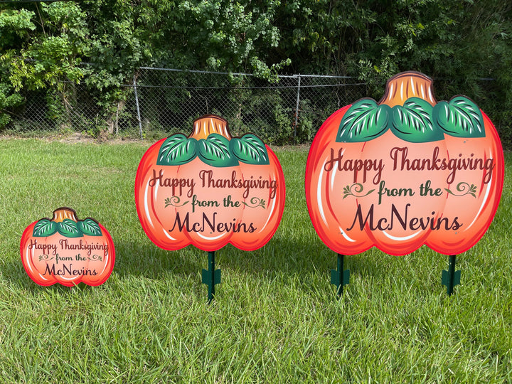 Happy Thanksgiving Fall Pumpkin Yard Art Decoration