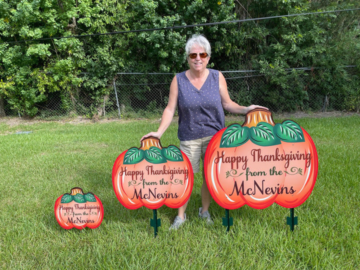 Happy Thanksgiving Fall Pumpkin Yard Art Decoration