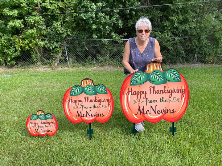 Happy Thanksgiving Fall Pumpkin Yard Art Decoration