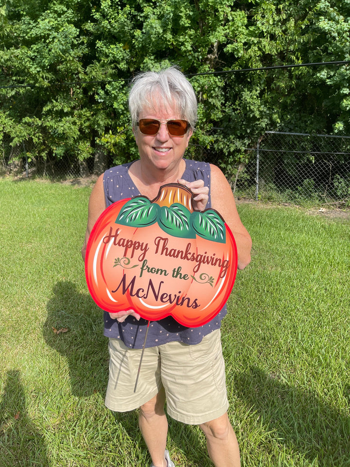 Happy Thanksgiving Fall Pumpkin Yard Art Decoration