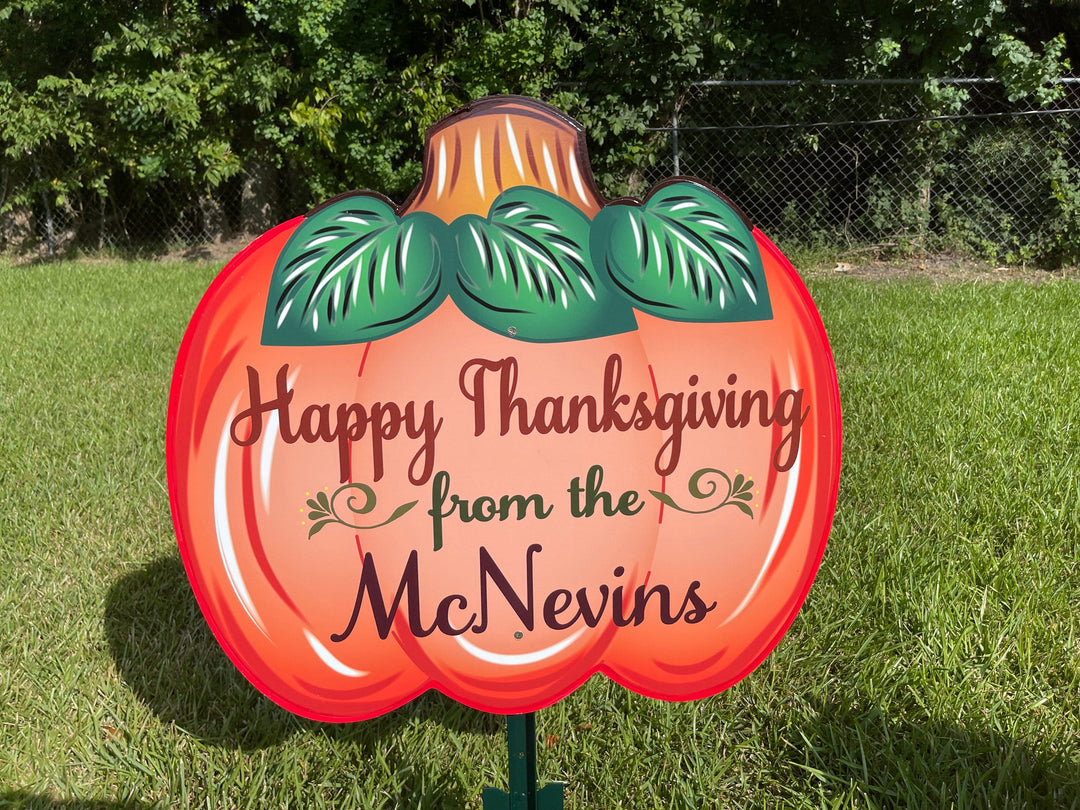 Happy Thanksgiving Fall Pumpkin Yard Art Decoration