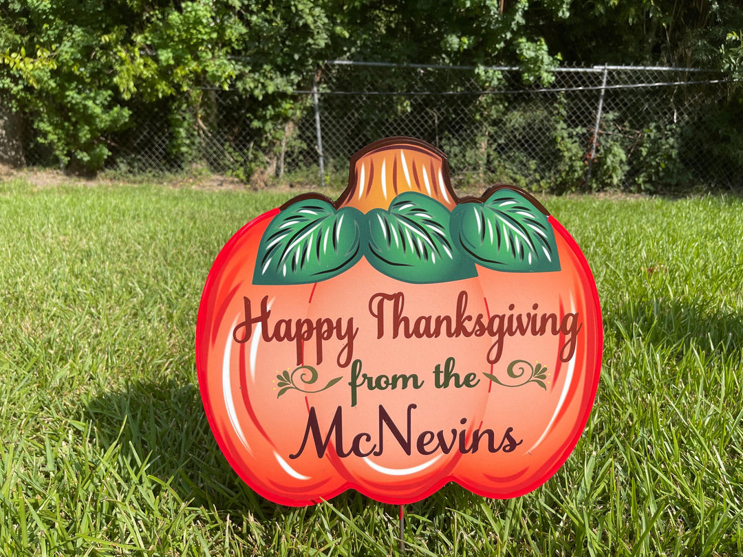 Happy Thanksgiving Fall Pumpkin Yard Art Decoration