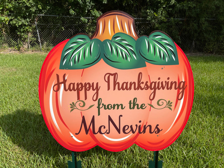 Happy Thanksgiving Fall Pumpkin Yard Art Decoration