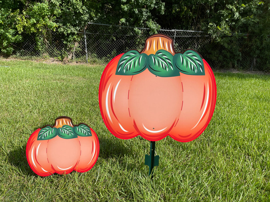 pumpkin painted yard art decor