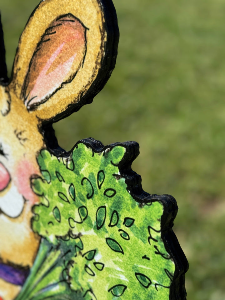 Happy Easter Sitting Bunny with Carrot Outdoor Decoration