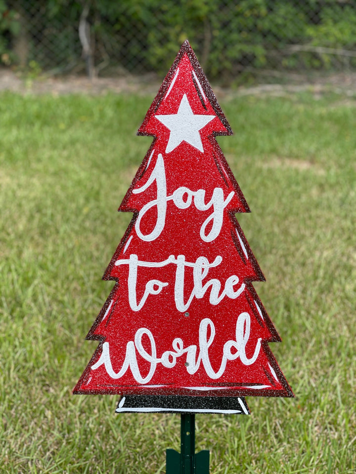 Joy to the World Christmas Tree Yard Art