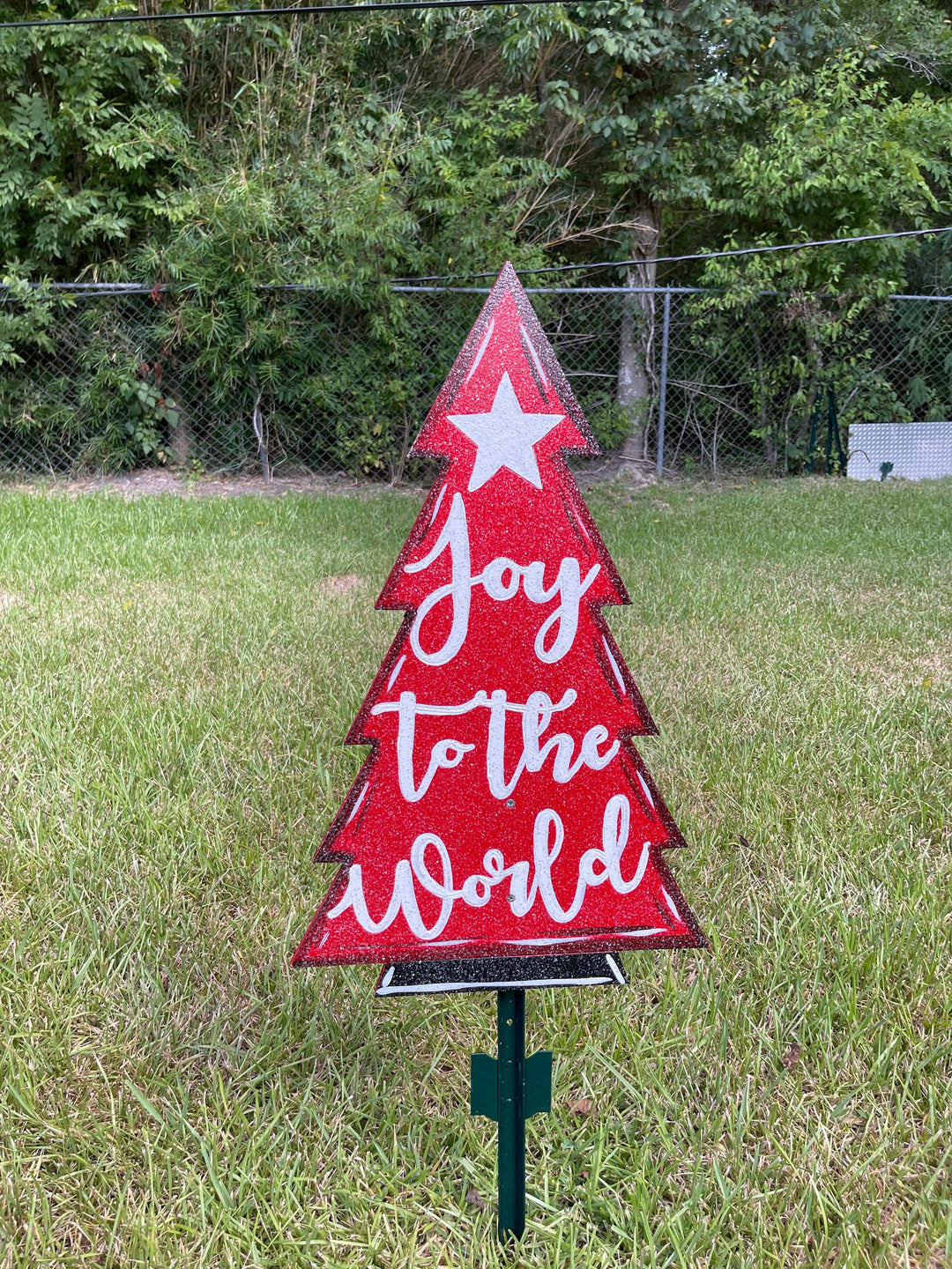 Joy to the World Christmas Tree Yard Art