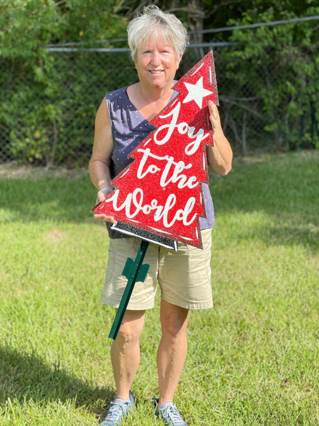 Joy to the World Christmas Tree Yard Art