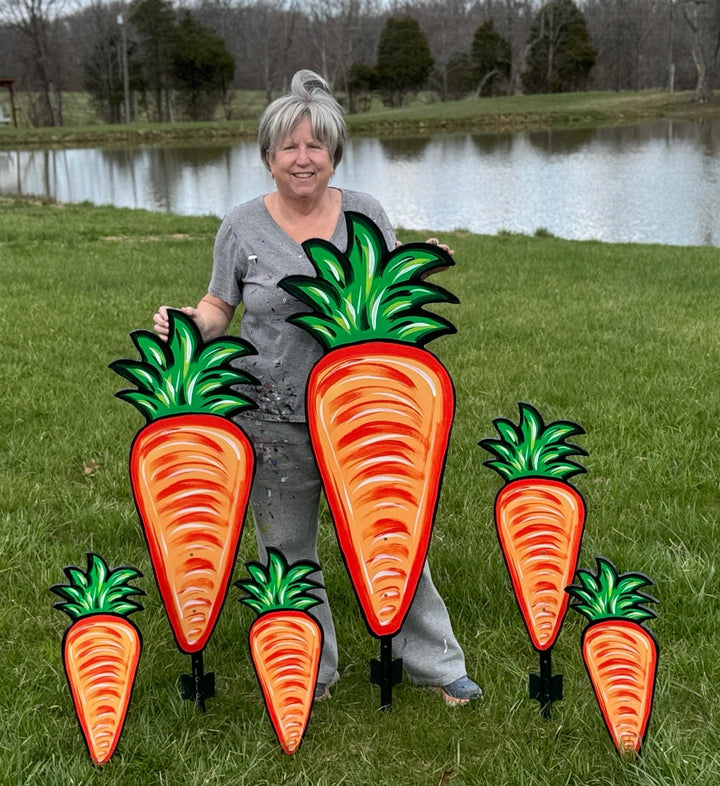 Classic Easter Carrot Yard Art Decoration yard Signs Set of 5 Carrots