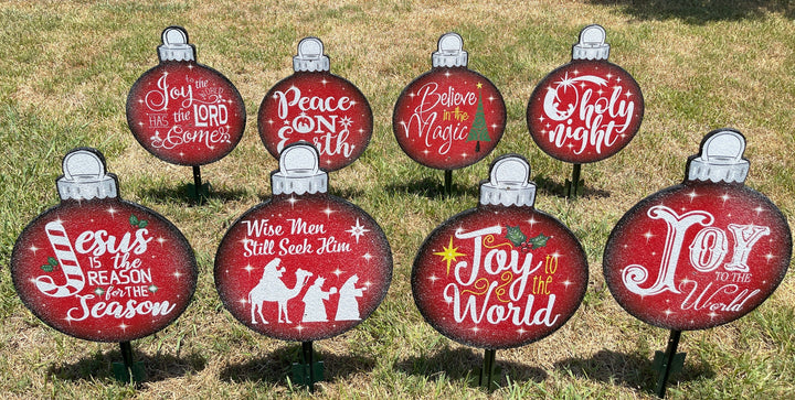 Christmas Bulbs Yard Art Decor