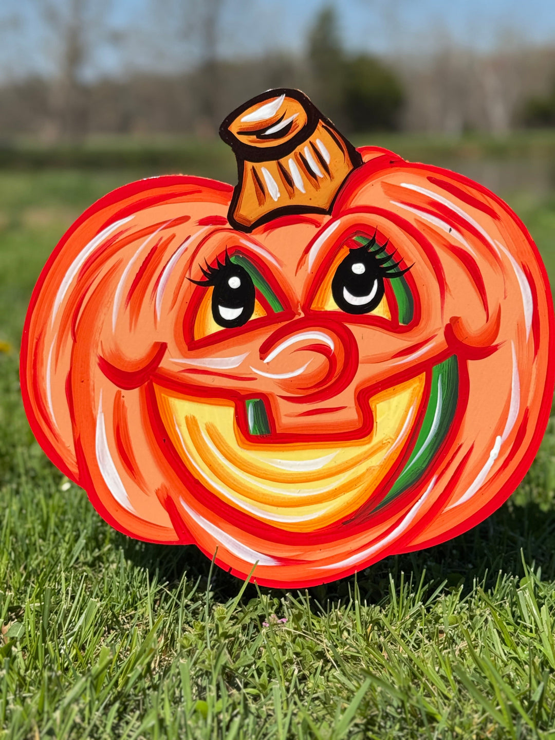 Set of Funny Pumpkin Face Yard Signs – Primitive Halloween Garden Décor | Outdoor Fall Pumpkin Decorations
