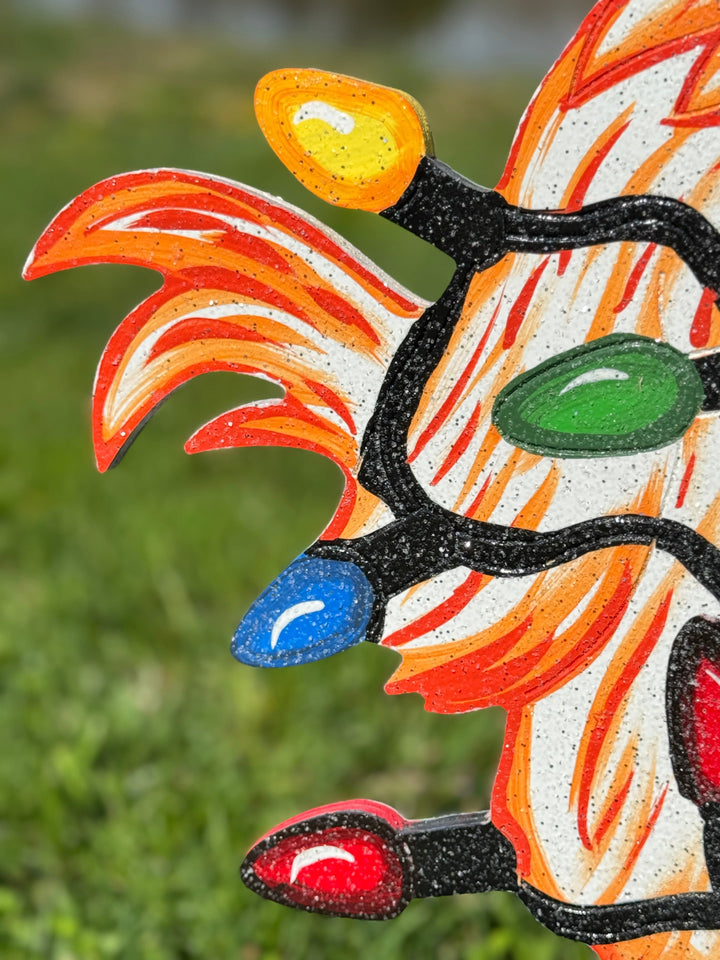 Funny Christmas Chicken Outdoor Decor | Chicken Yard Sign with Lights | Holiday Gift for Women | Farm Christmas Yard Decoration