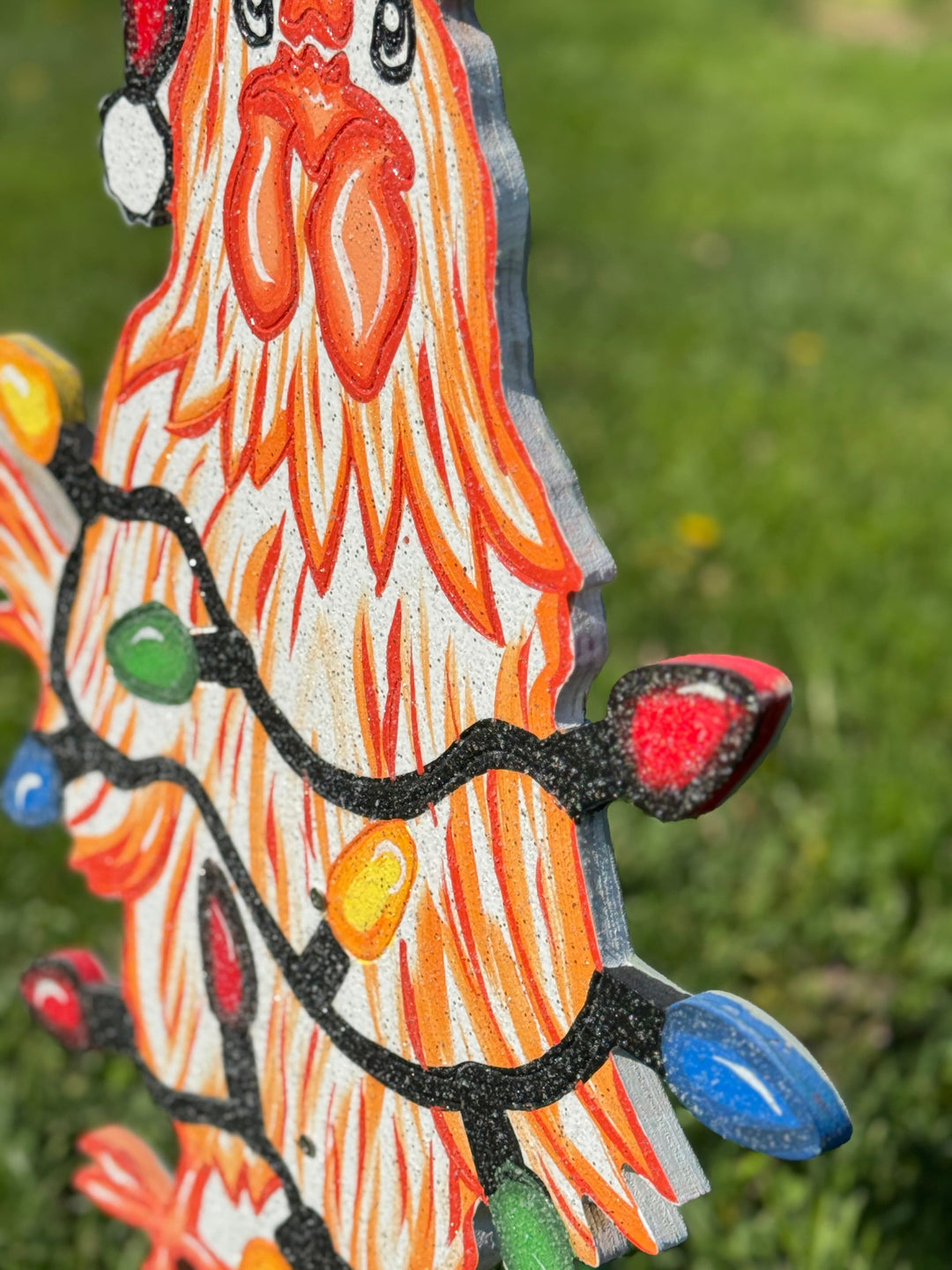 Funny Christmas Chicken Outdoor Decor | Chicken Yard Sign with Lights | Holiday Gift for Women | Farm Christmas Yard Decoration