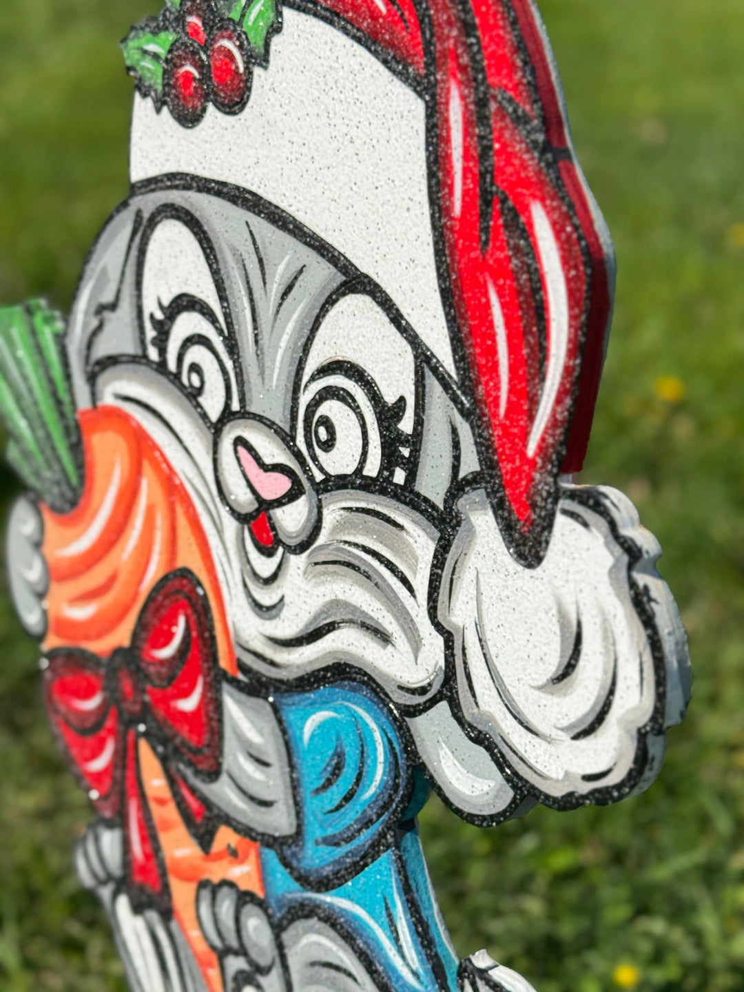 Christmas Bunny Yard Sign – Wooden Outdoor Holiday Décor | Festive Rabbit Lawn Decoration for Farm & Garden Displays