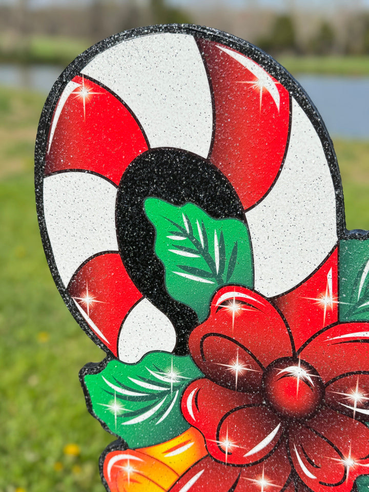Christmas Candy Canes with bells Yard Art Decor
