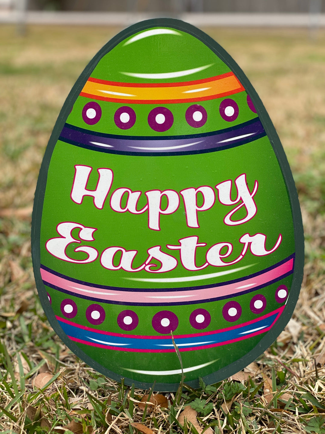 White Smiling Bunny Holds Egg Yard Art Decoration