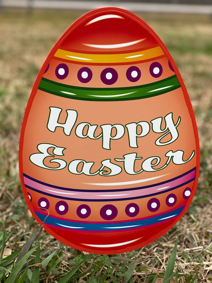 Easter Chick Sits on an Easter egg Sign Outdoor Decoration