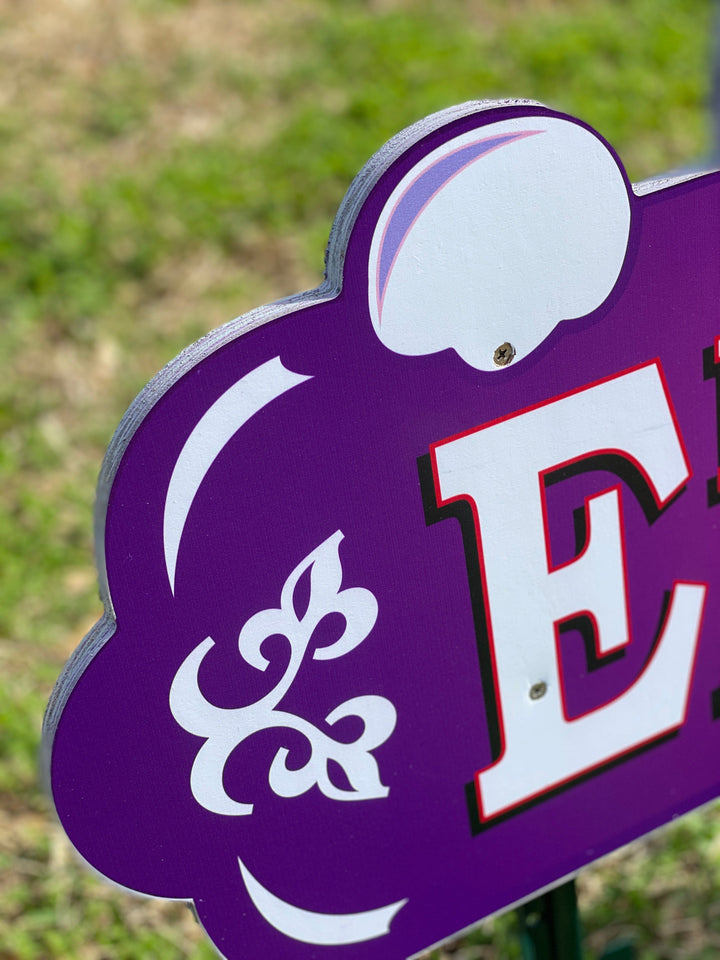 Purple Happy Easter Sign with Bunny Face with Easter Egg Yard Signs