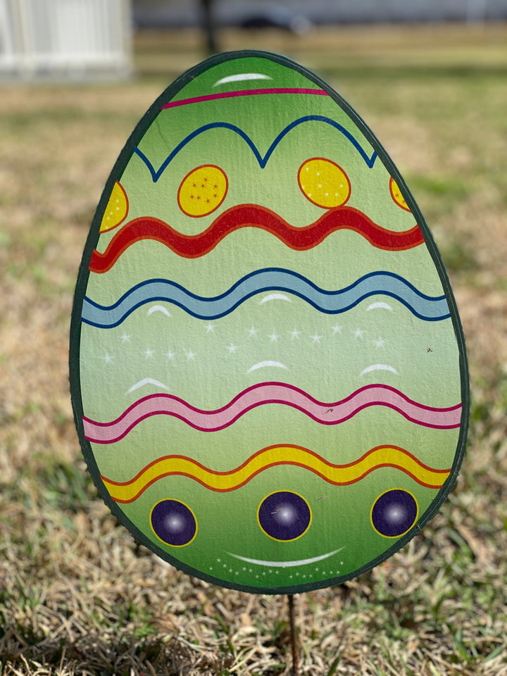 Purple Happy Easter Sign with Bunny Face with Easter Egg Yard Signs
