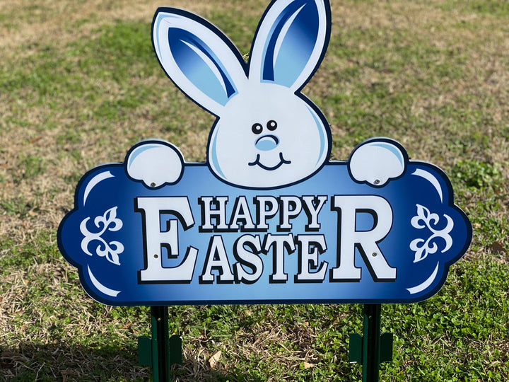 Orange Happy Easter Sign with Bunny Face
