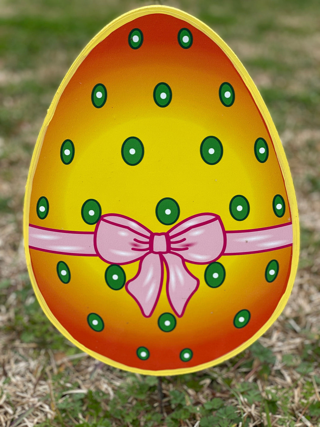 Sweet Smiling Easter Bunny with Colorful Egg Outdoor Decoration