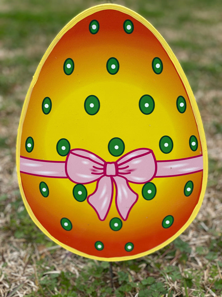 Sweet Smiling Easter Bunny with Colorful Egg Outdoor Decoration