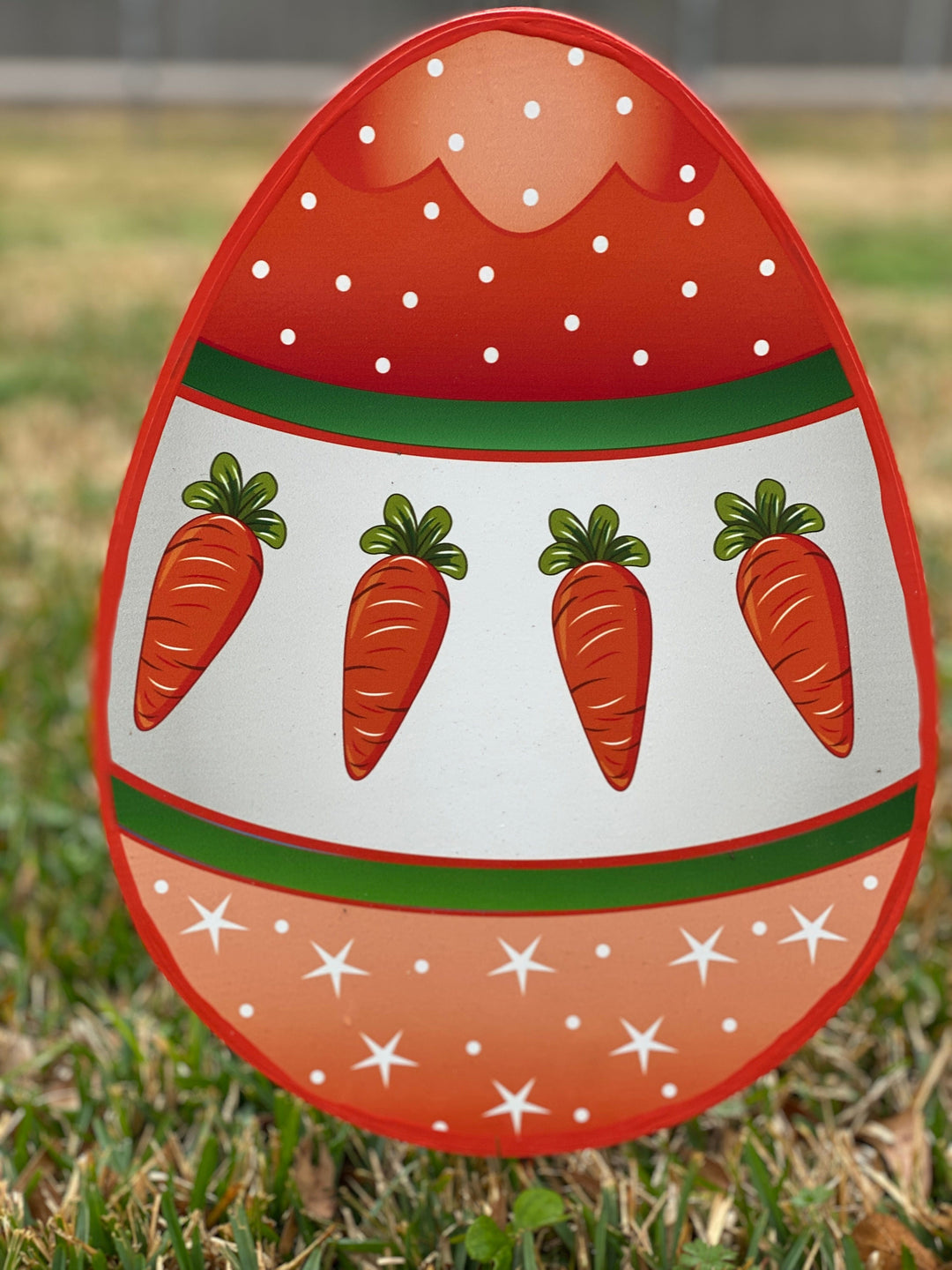 White Smiling Bunny Holds Egg Yard Art Decoration
