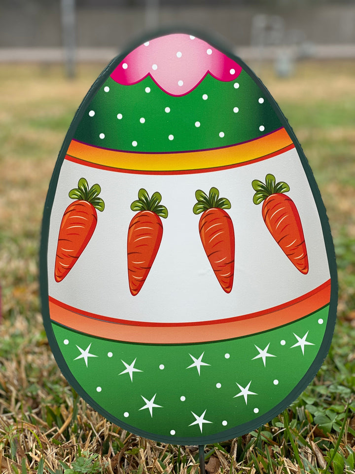 Blue Easter basket yard art decoration, Easter basket with bunny face yard sign with Easter eggs