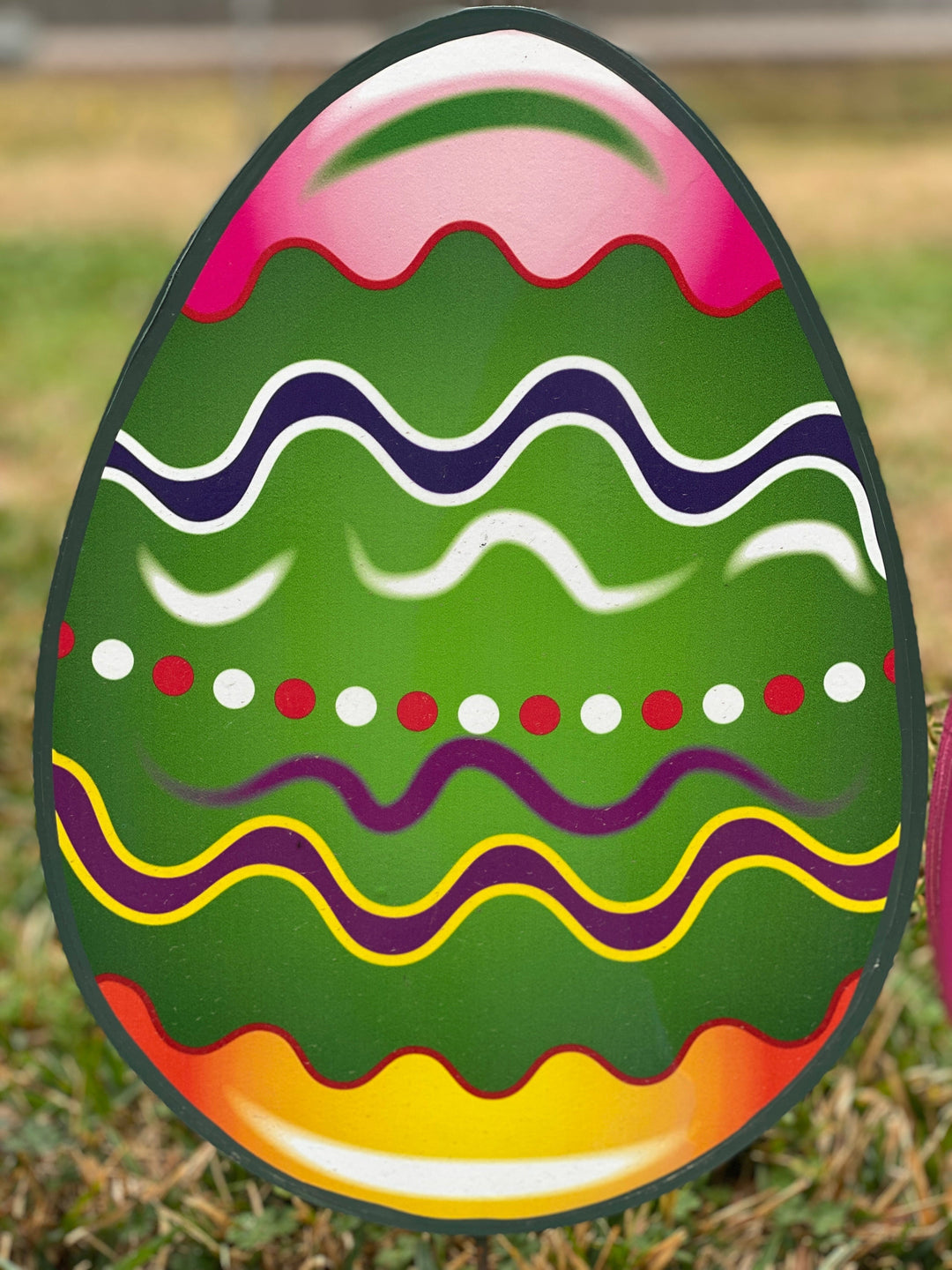 Sweet Smiling Easter Bunny with Colorful Egg Outdoor Decoration
