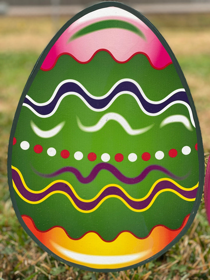 Sweet Smiling Easter Bunny with Colorful Egg Outdoor Decoration