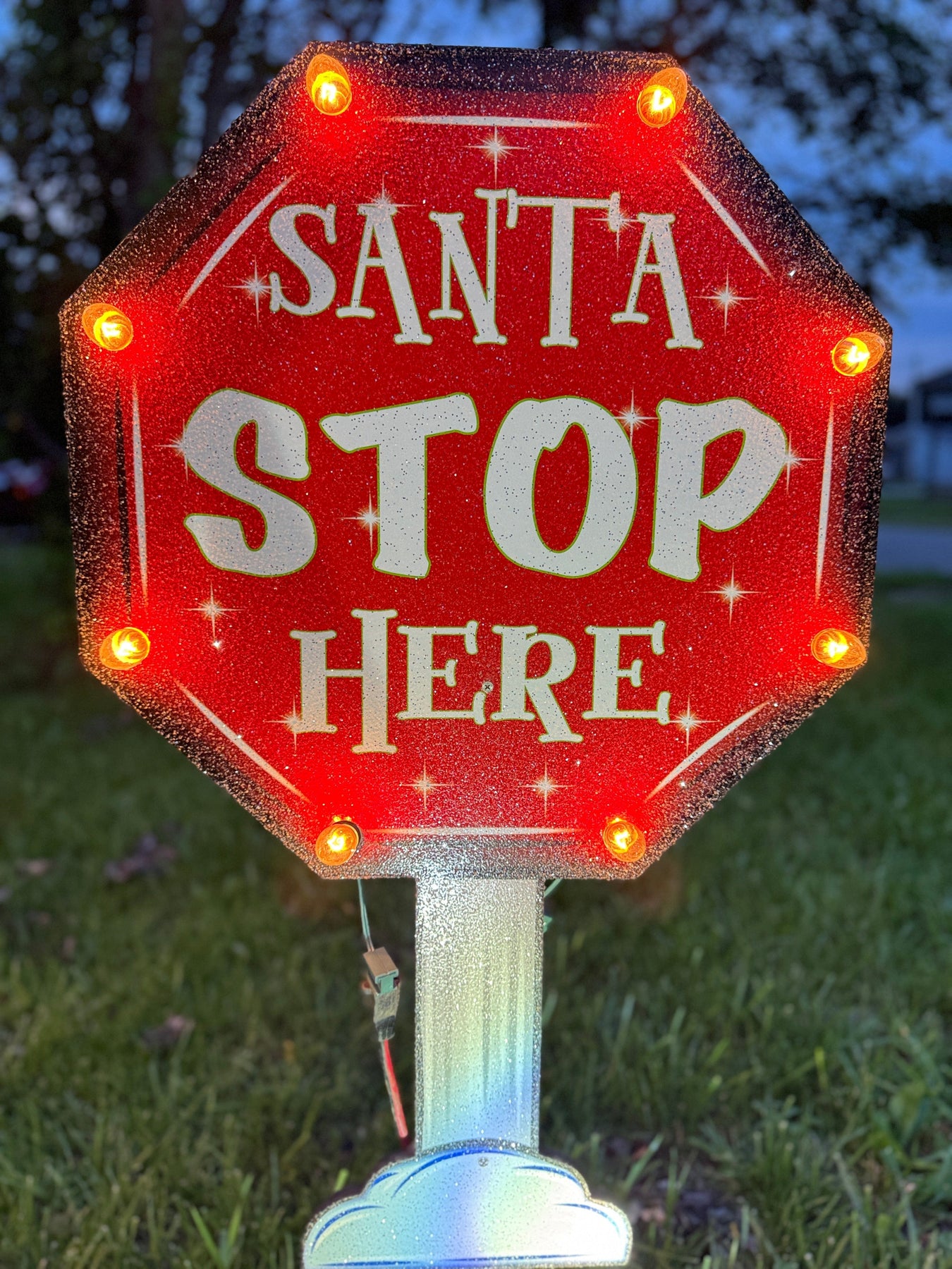 Santa Exit Sign Lighted Santa Stop Here Sign – Yard Art Decor and More