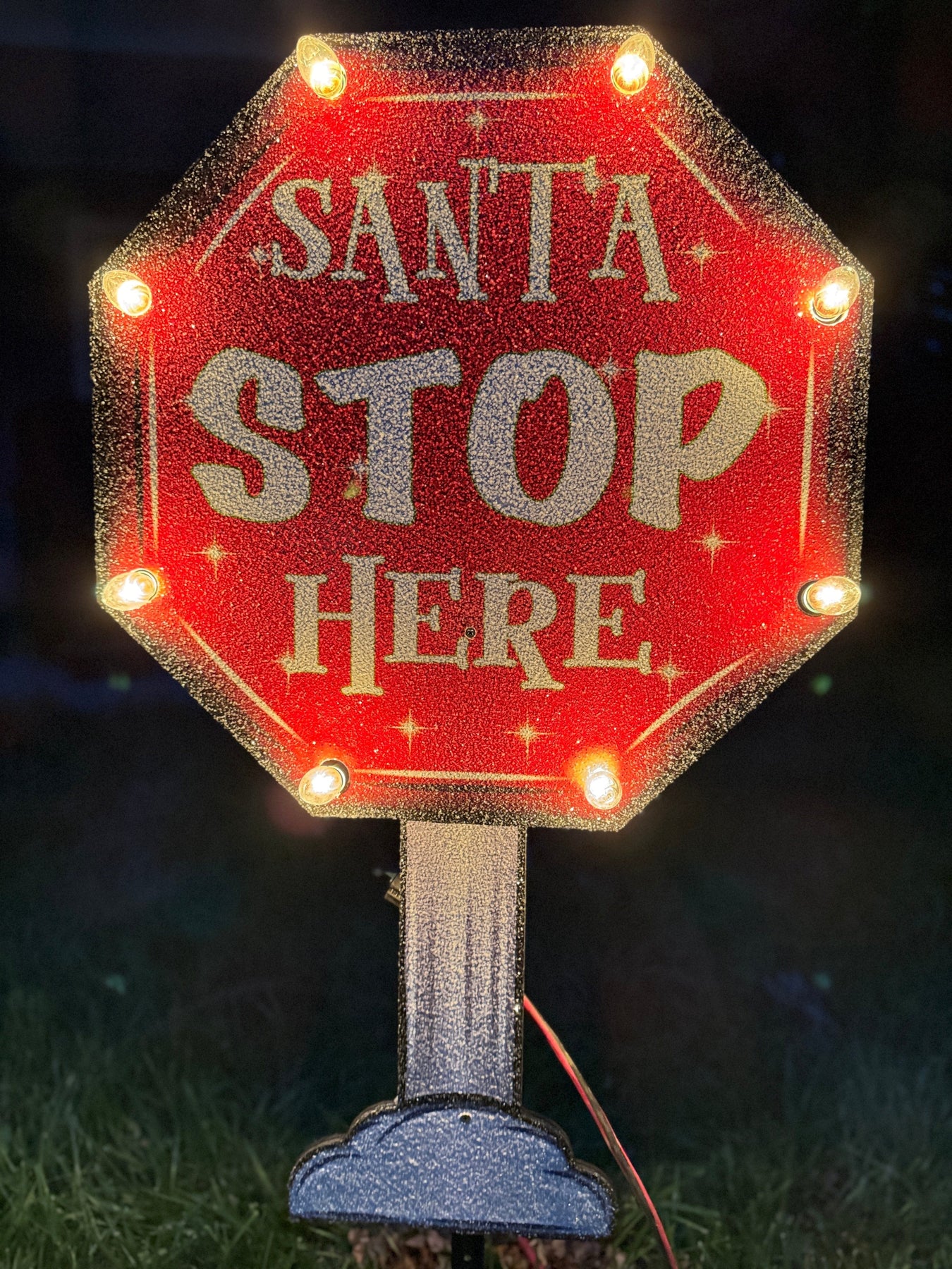 Santa Exit Sign Lighted Santa Stop Here Sign – Yard Art Decor and More