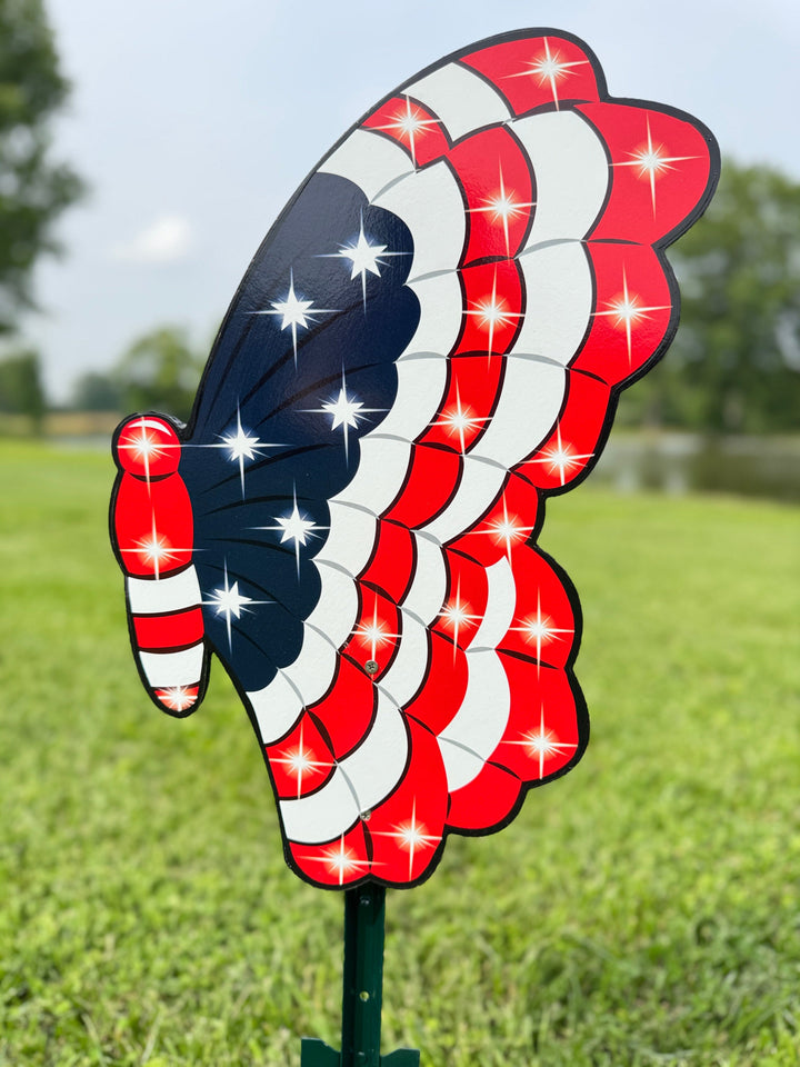 Set of 3 Patriotic Butterfly Outdoor Yard Signs
